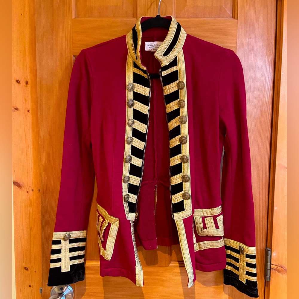 Ralph Lauren Denim & Supply Jacket Coat French Terry Officer Gold Red Vintage M